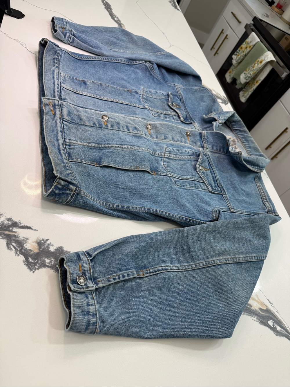 Vintage Aeropostale Compagnie Generale Denim Trucker Jacket Size L Made In Singa